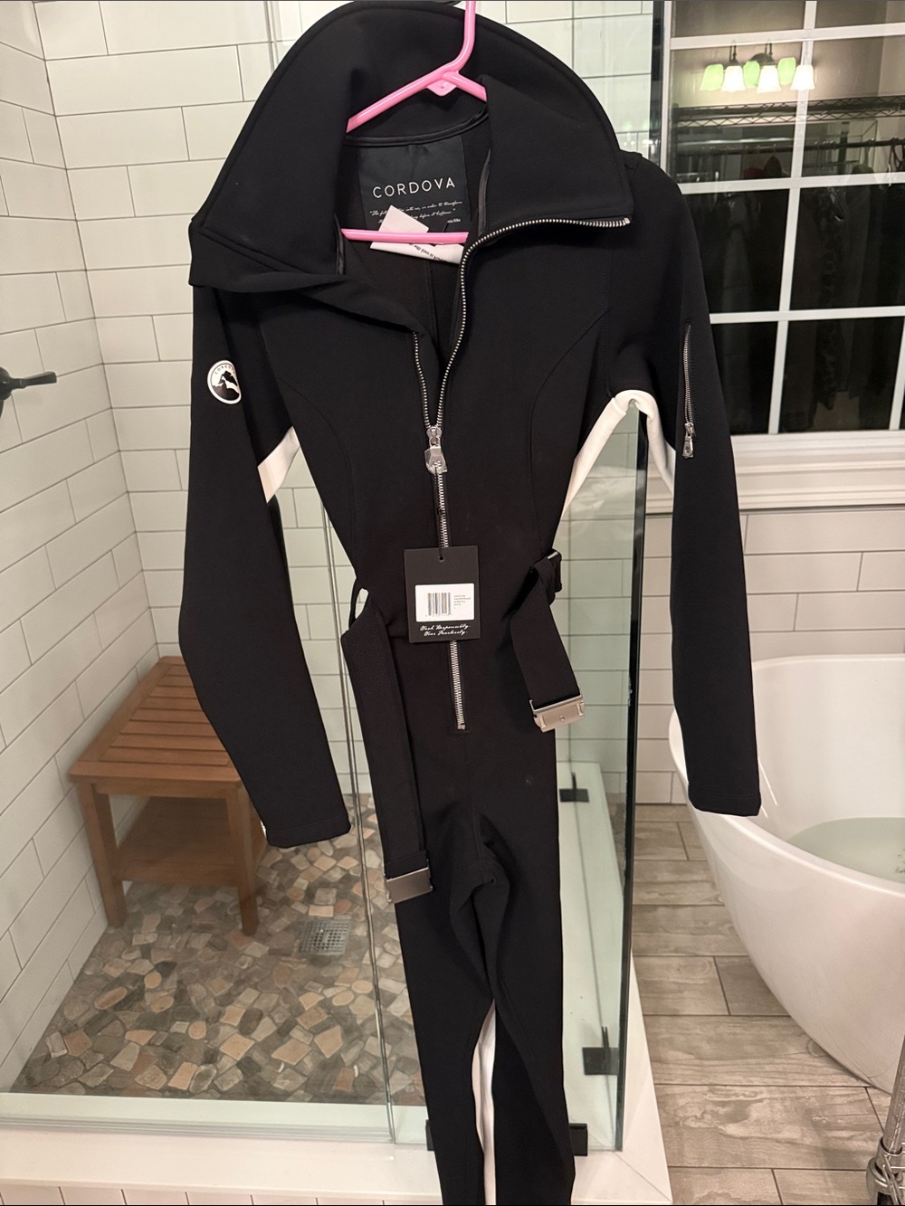 Cordova Women's Black Ski One-Piece Jacket with White Accents